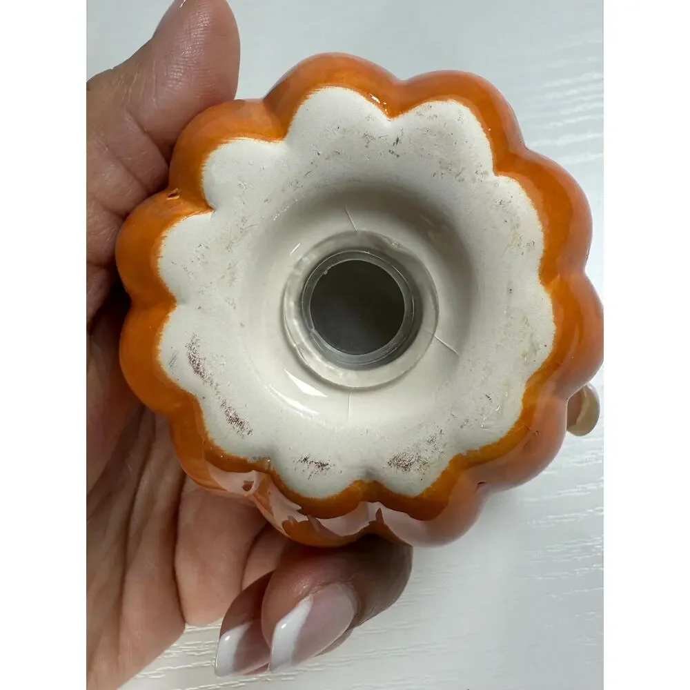 Vintage Pier 1 Ceramic Pumpkin Salt and Pepper Shaker Set, Orange Glaze, Fall